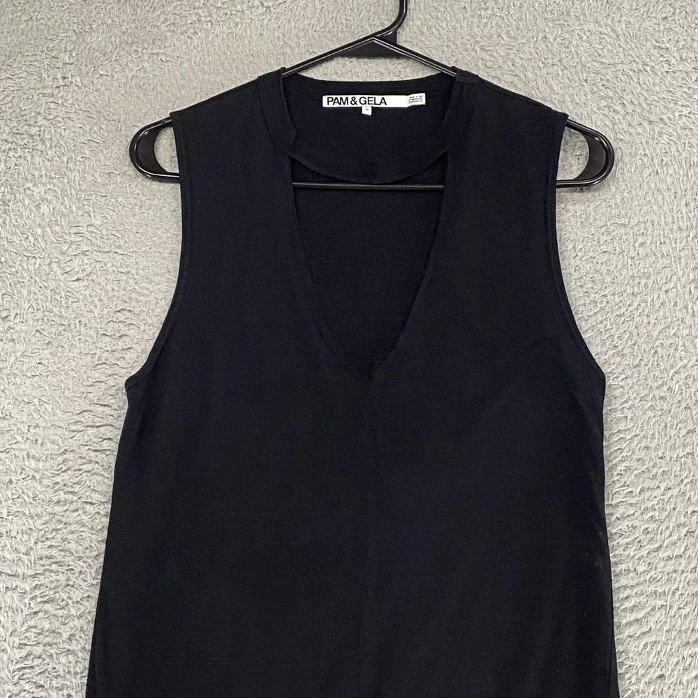 Pam & Gela Tank Dress Womens Small Choker Cutout Jersey V Neck Summer Minimalist